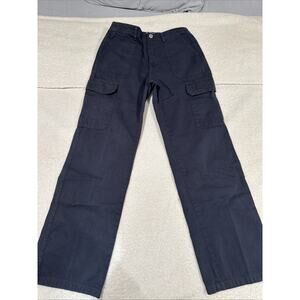 Zara Womens Straight Leg Cargo Pants Size 8 Blue Utility High Rise Casual